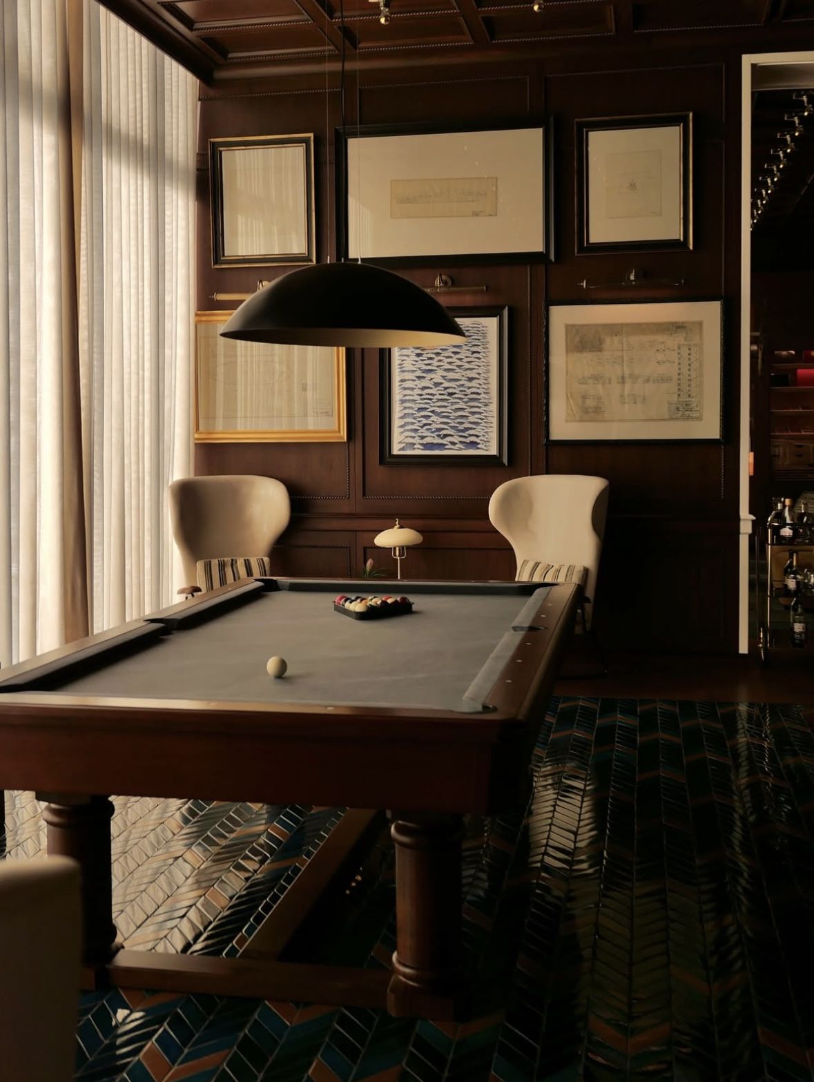 Considered billiard room interior